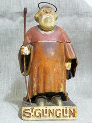 Petit santon de moine docud, intitulé saint Glinglin